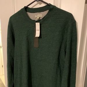 J. Crew Green Heathered Knit Henley Size Medium New with Tags